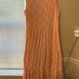 Lands' End Soft Peach Geometric Maxi Dress